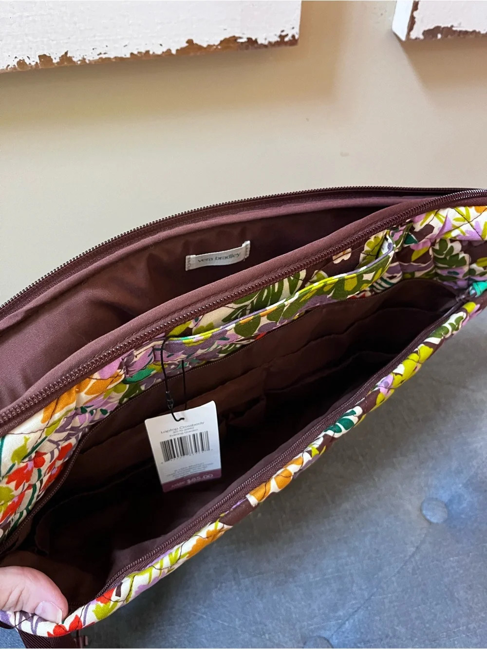 Vera Bradley Evening Garden Pattern Floral Laptop Organizer Crossbody